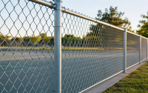 Galvanized chain link fence around a community sports court
