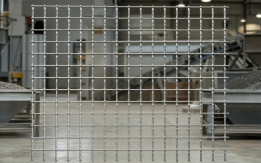 Pre-crimped screening mesh panel in an aggregate-processing environment