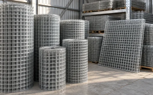 Galvanized welded wire mesh rolls and panels in dry storage