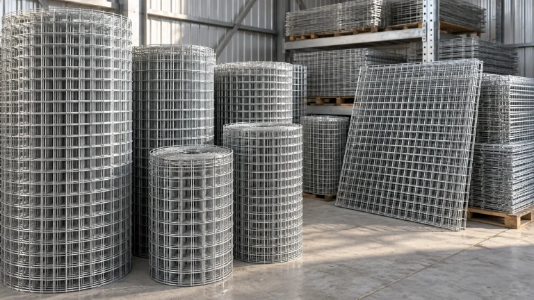 Galvanized welded wire mesh rolls and panels in dry storage
